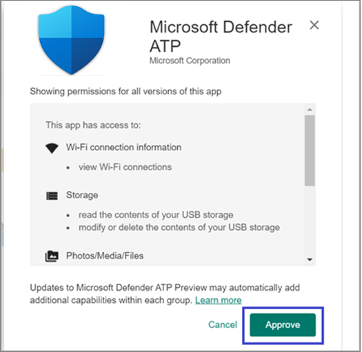 Strona zatwierdzania uprawnień w portalu usługi Microsoft Defender 365