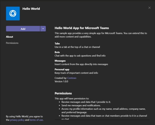 Screenshot of image showing Add app dialog.