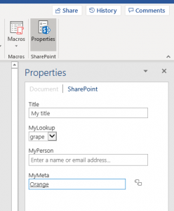Zrzut ekranu przedstawiający ekran właściwości programu SharePoint na karcie Widok.