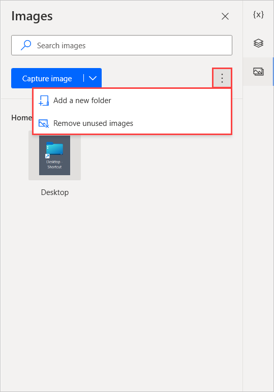Zrzut ekranu przedstawiający opcje Usuń nieużywane obrazy i Dodaj nowy folder na karcie Obrazy.