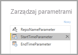 Screenshot that shows New to create another parameter.
