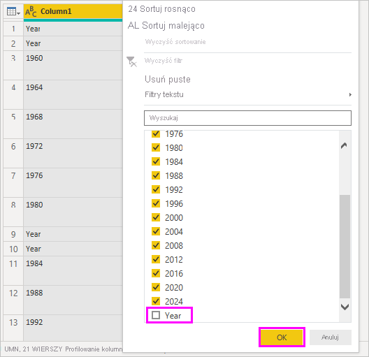 Screenshot shows Text Filters in the context menu where you can remove entries.