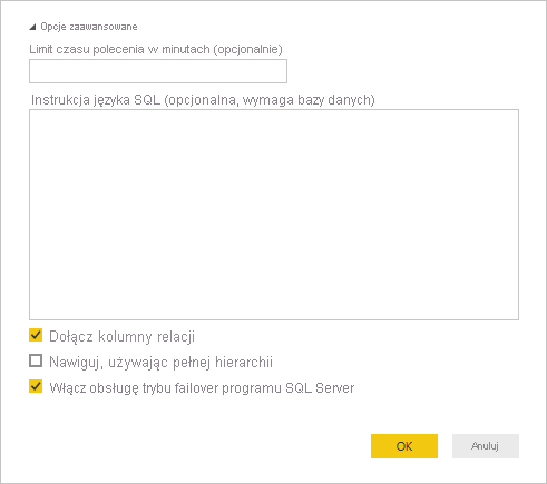 Screenshot of SQL Server advanced options