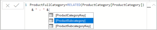 Zrzut ekranu przedstawiający element ProductCategory wybrany dla formuły.