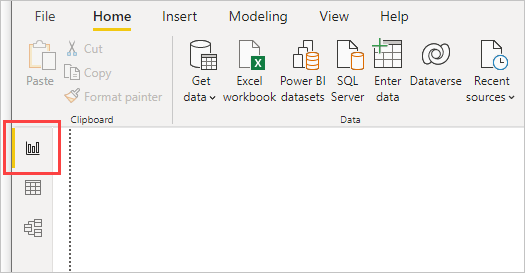 Screenshot of Power B I Desktop showing Report view selected.
