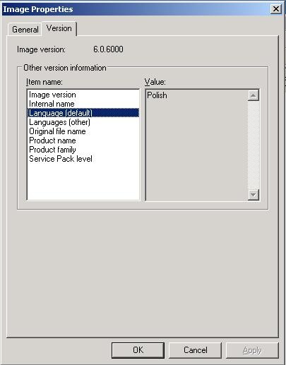 Rys. 14. Widok zakładki Version właściwości obrazu typu Boot Image.