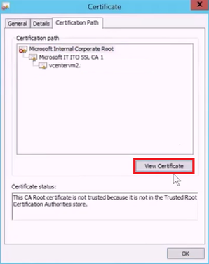 Zrzut ekranu przedstawiający stronę Wyświetl certyfikat.