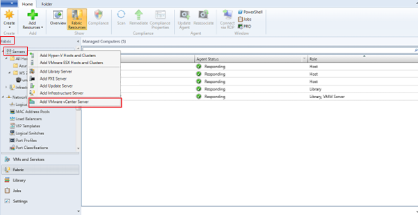 Zrzut ekranu przedstawiający opcję dodawania programu VMware vCenter.