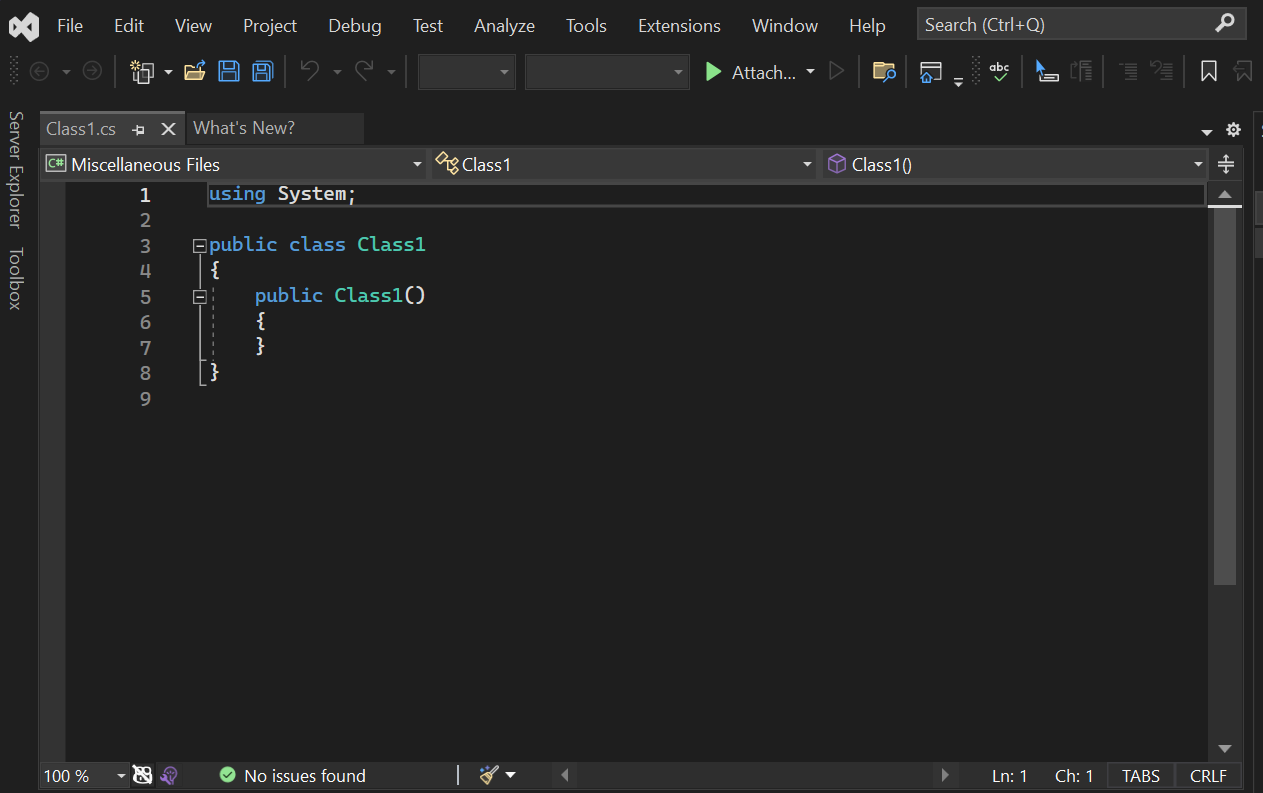 Zrzut ekranu przedstawiający plik kodu C# w Visual Studio 2022 r.