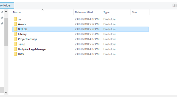 Create Builds Folder Select Builds Folder (Tworzenie folderu 