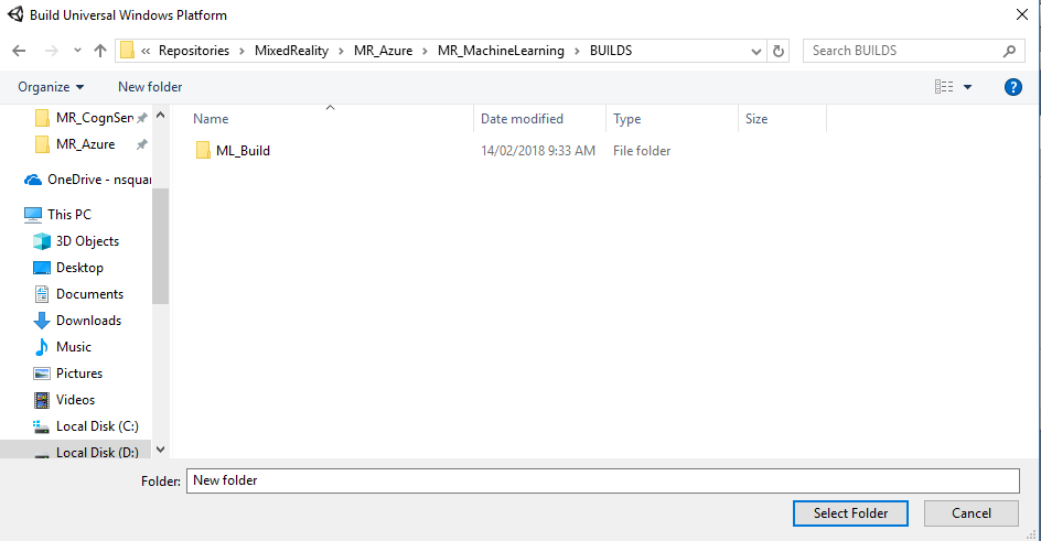 Zrzut ekranu przedstawiający okno Eksplorator plików, w którym jest wyświetlana zawartość folderu Kompilacje i wyróżniony przycisk Wybierz folder.