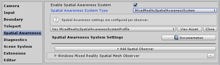Spatial Awareness settings 1