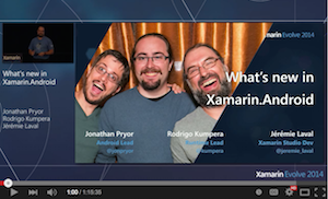 Zrzut ekranu wideo przedstawiający prezentację Co nowego w programie Xamarin dot Android.