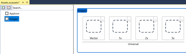 Zrzut ekranu przedstawiający nowy zestaw obrazów w katalogu zasobów w programie Visual Studio