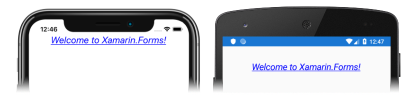 Zrzut ekranu przedstawiający obiekt Label ze zmienionym wyglądem w systemach iOS i Android