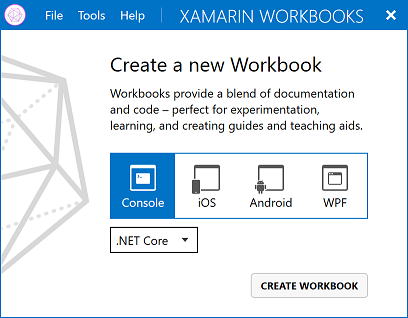 Screenshot of the Create new workbook window.