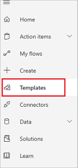 Screenshot of the templates menu option.