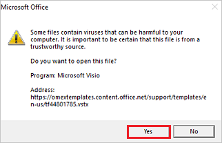 Screenshot of the warning about files from the Internet.