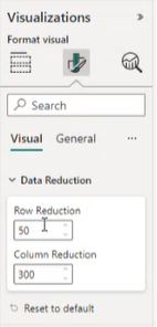 Screenshot of the format pan with option to set data reduction count.
