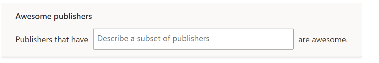 Screenshot of the section that defines the term named Awesome publishers.