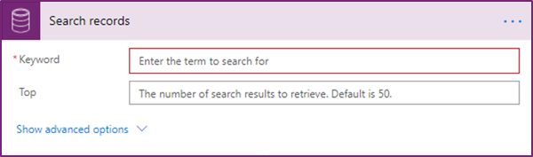 Search records action with standard options.
