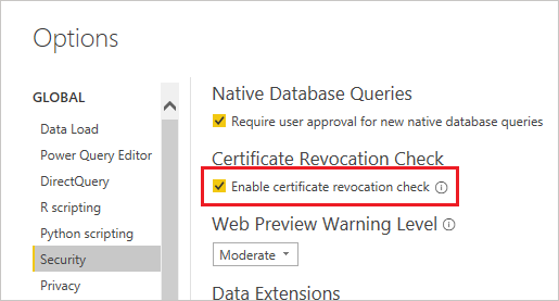 Screenshot of the Enable certificate revocation check box selected.