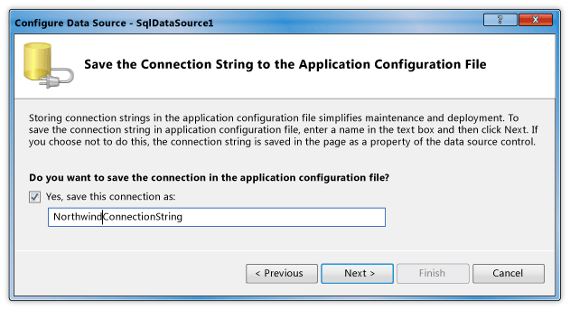 Save connection string.