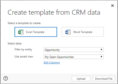 Create Excel Template from Dynamics 365 Data page
