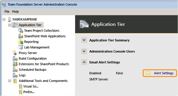 Open email alerts for the application tier