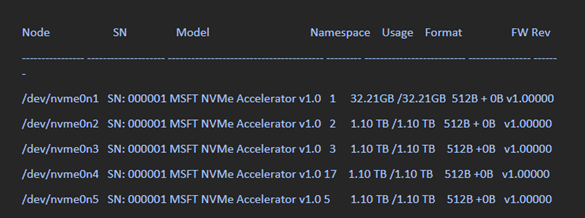 Captura de tela das instruções para identificar discos NVMe em VM do Linux.