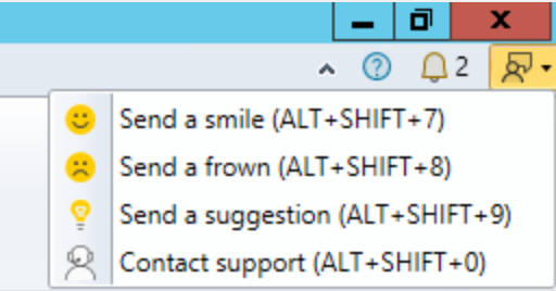 Captura de tela do ícone enviar comentários no Configuration Manager.