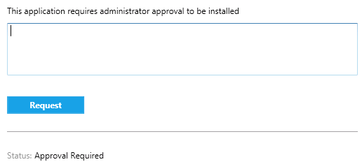 Solicitação de instalação de aplicativo do Centro de Software para aprovação