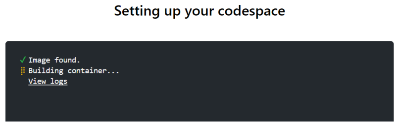 A captura de tela mostra o codespace criando sua guia.