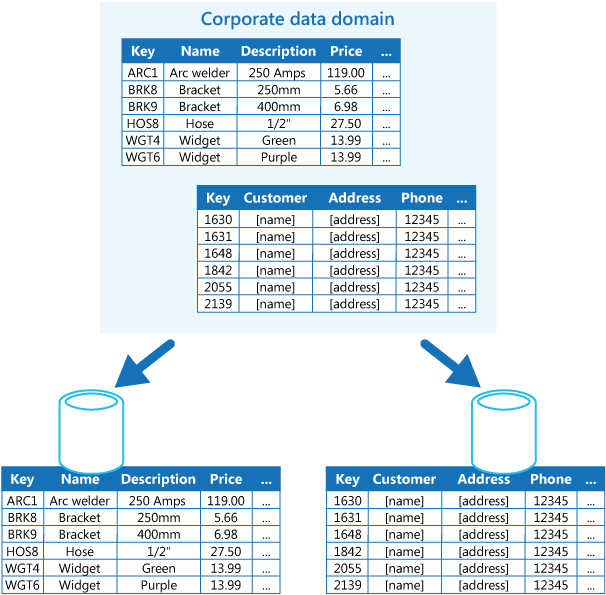 Figure 3 - Functional partitioning separates data by bounded context or subdomain