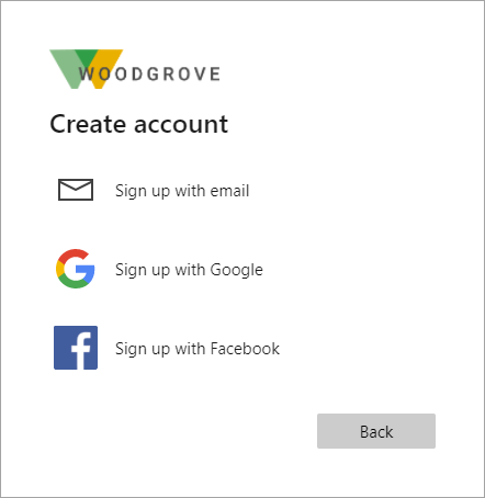 Captura de ecrã a mostrar o ecrã de início de sessão com as opções do Google e do Facebook