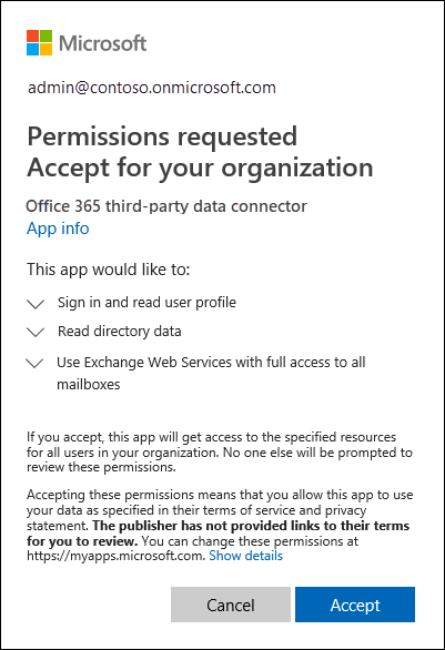 A caixa de diálogo solicitação de permissões é exibida.