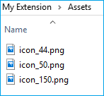 assets folder with three icon sizes in it