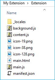 extension folder with all extension files in it