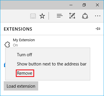 Remove in actions menu
