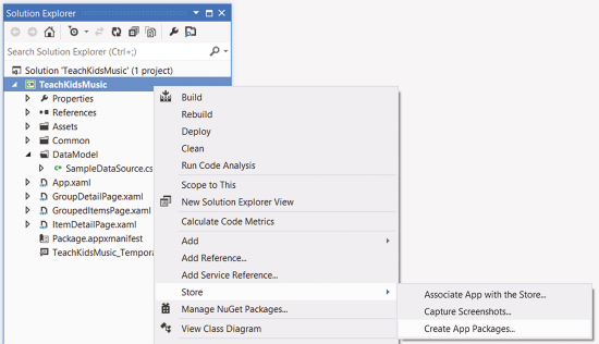 Criando um pacote do aplicativo no Gerenciador de Soluções do Visual Studio 2012