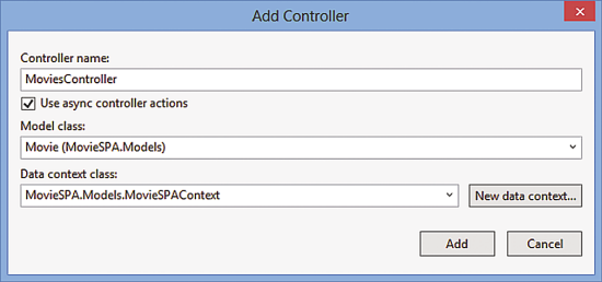 The Add Controller Wizard