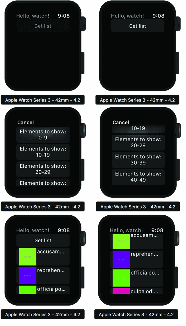 Visualização do aplicativo watchOS
