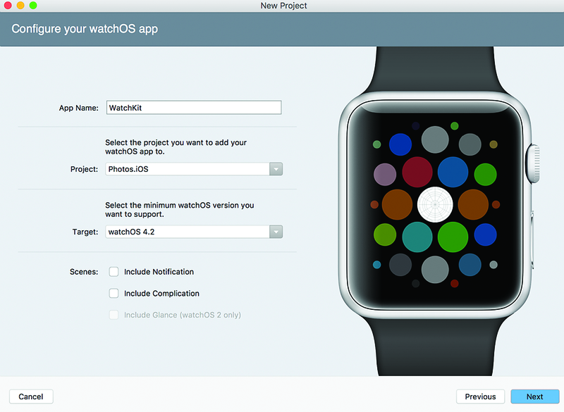 Configuração do aplicativo watchOS