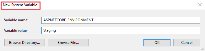 Variável de ambiente do ASP.NET Core