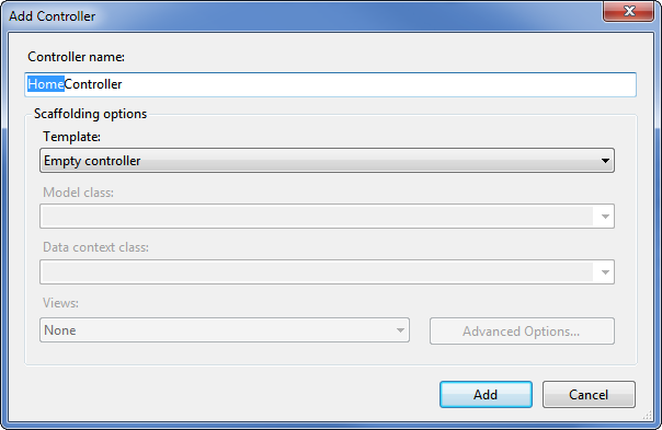 Captura de tela da caixa de diálogo Controlador Inicial, que contém diferentes opções para criar o botão.