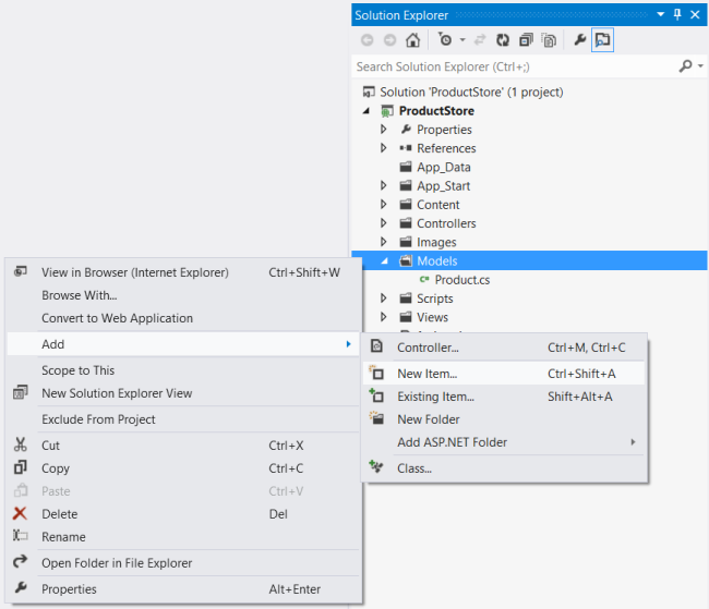 Captura de tela do menu gerenciador de soluções, que realça a opção modelos e abre um menu para adicionar um novo item.