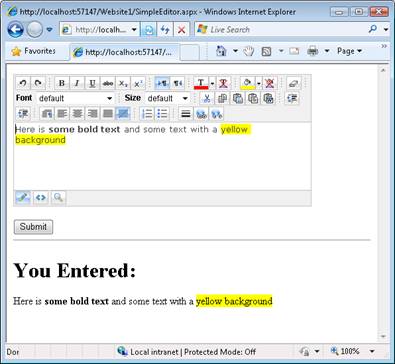 Enviando um formulário com um Editor de HTML