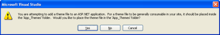 Permitir que o Visual Studio crie a pasta App_Theme
