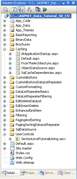 Adicionar as páginas de ASP.NET para os tutoriais do Caching-Related