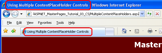 O título da página MultipleContentPlaceHolders.aspx é extraído do mapa do site
